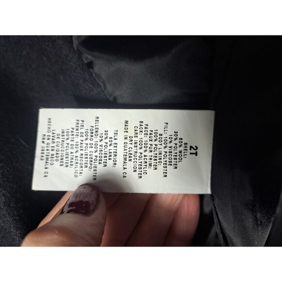 Rothschild Girls 2T Gray Wool Coat Faux Fur Collar & Rosette Buttons Vintage - Picture 8 of 10